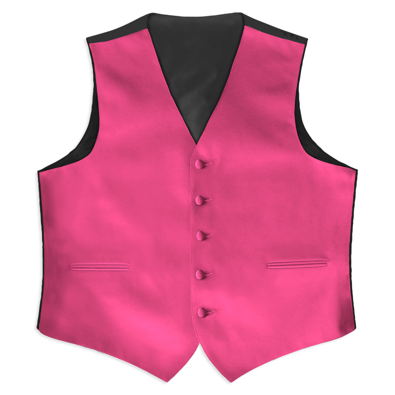 Satin Full Back Tuxedo Vest in Hot Pink